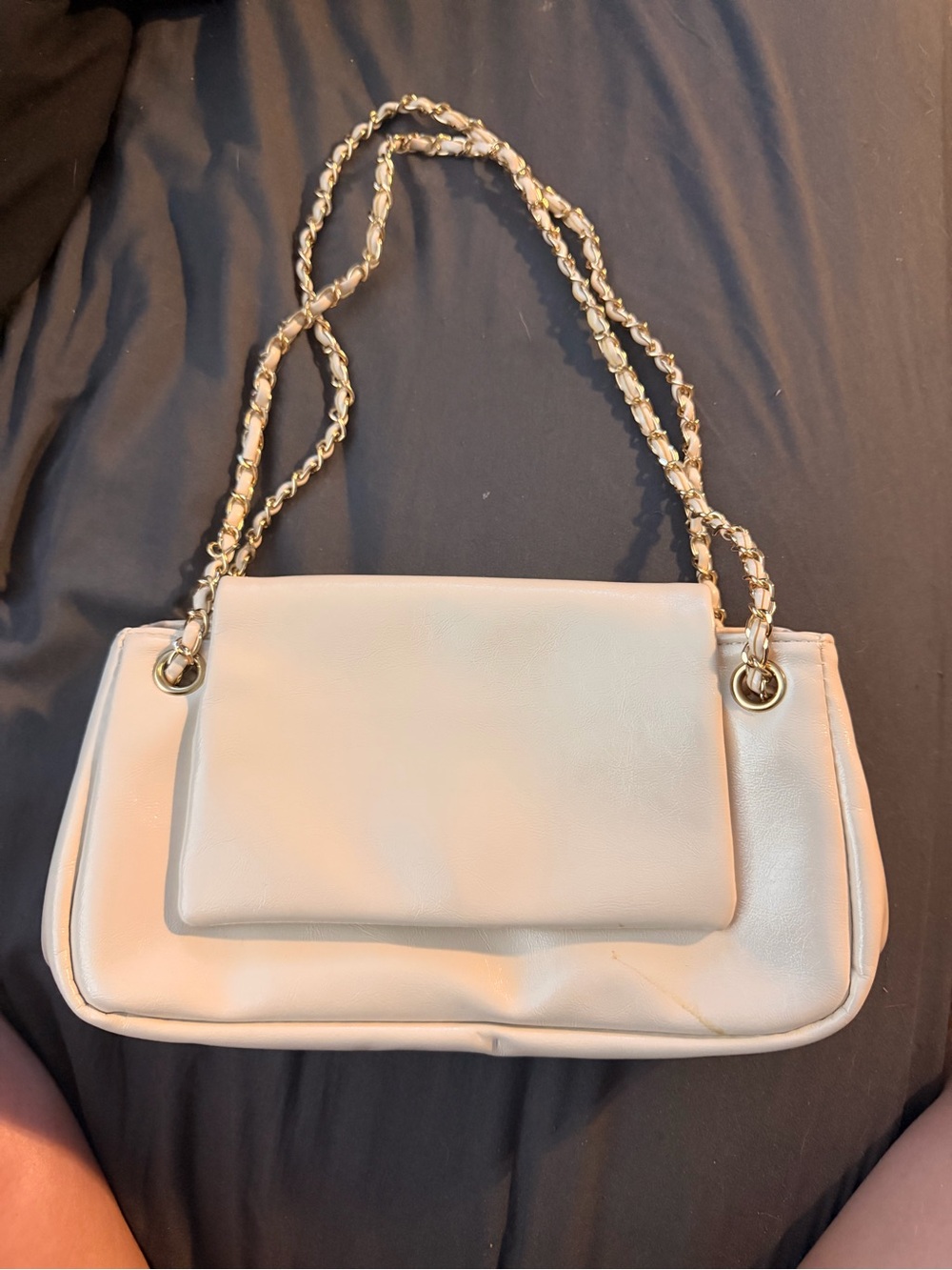 Forever 21 Cream Shoulder Bag with Gold Chain Straps